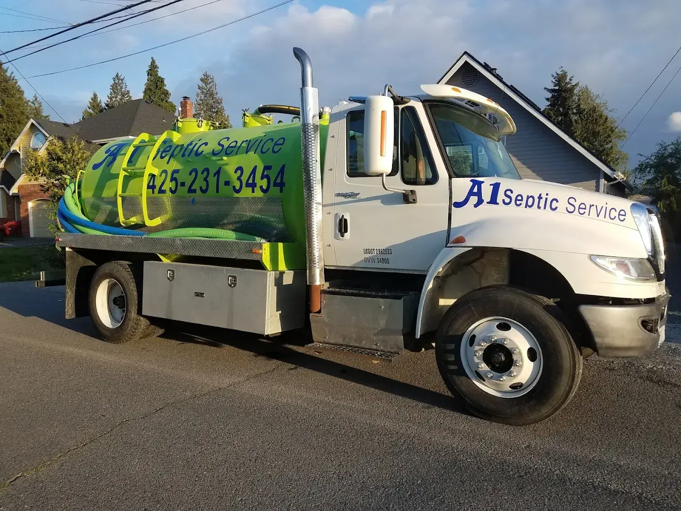A1 Septic Service truck ready for dispatch